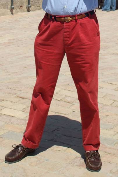 red trousers