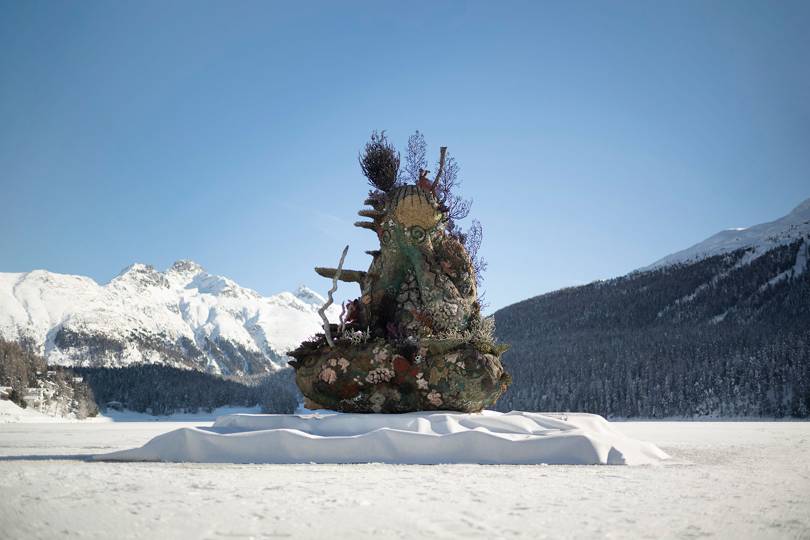 Damien Hirst installs a 12ft sculpture in the middle of a frozen lake in St Moritz - Vimarsana News