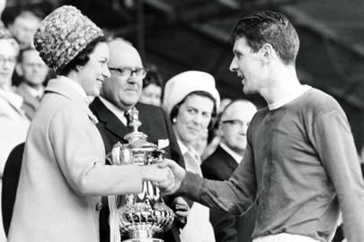 1966: Presenting Everton's Brian Labone with the FA Cup