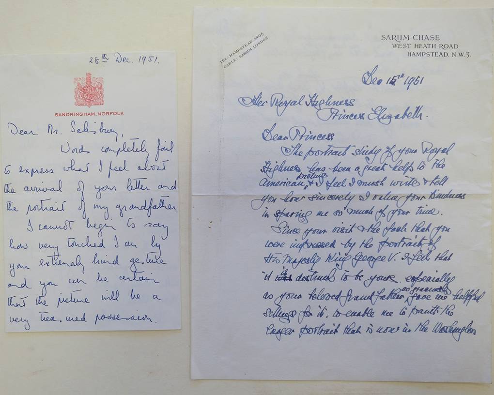 Queen's handwritten letter sold £1,800 Frank O Salisbury artist Tatler