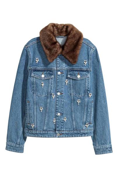 h&m denim jacket with fur