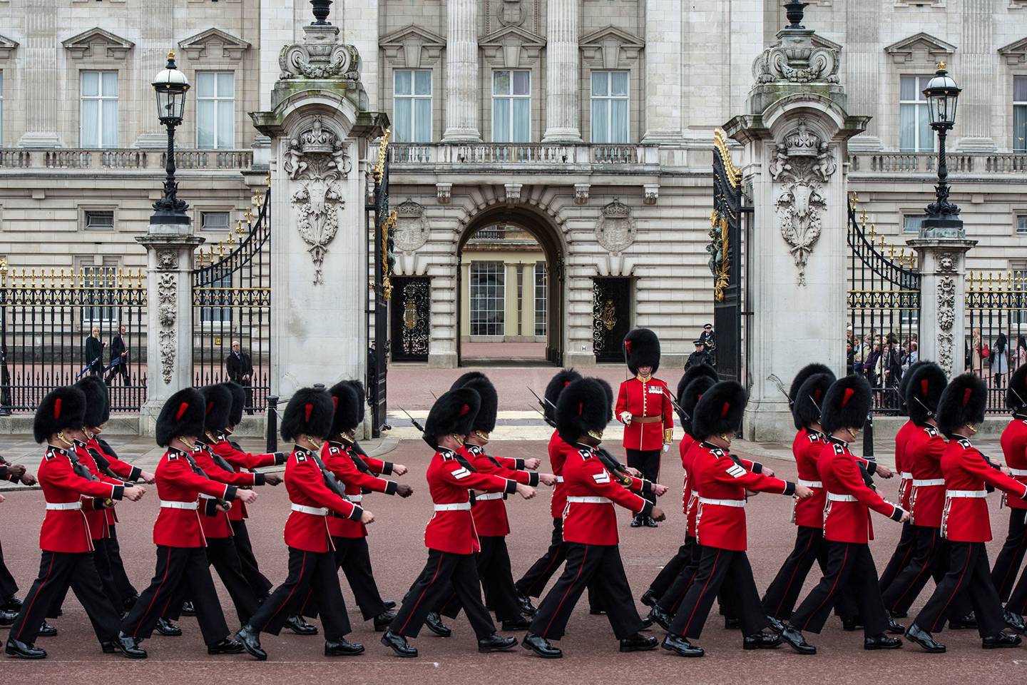 The Distinctive Bearskin Hats Worn By The Queen s Guard Are Under